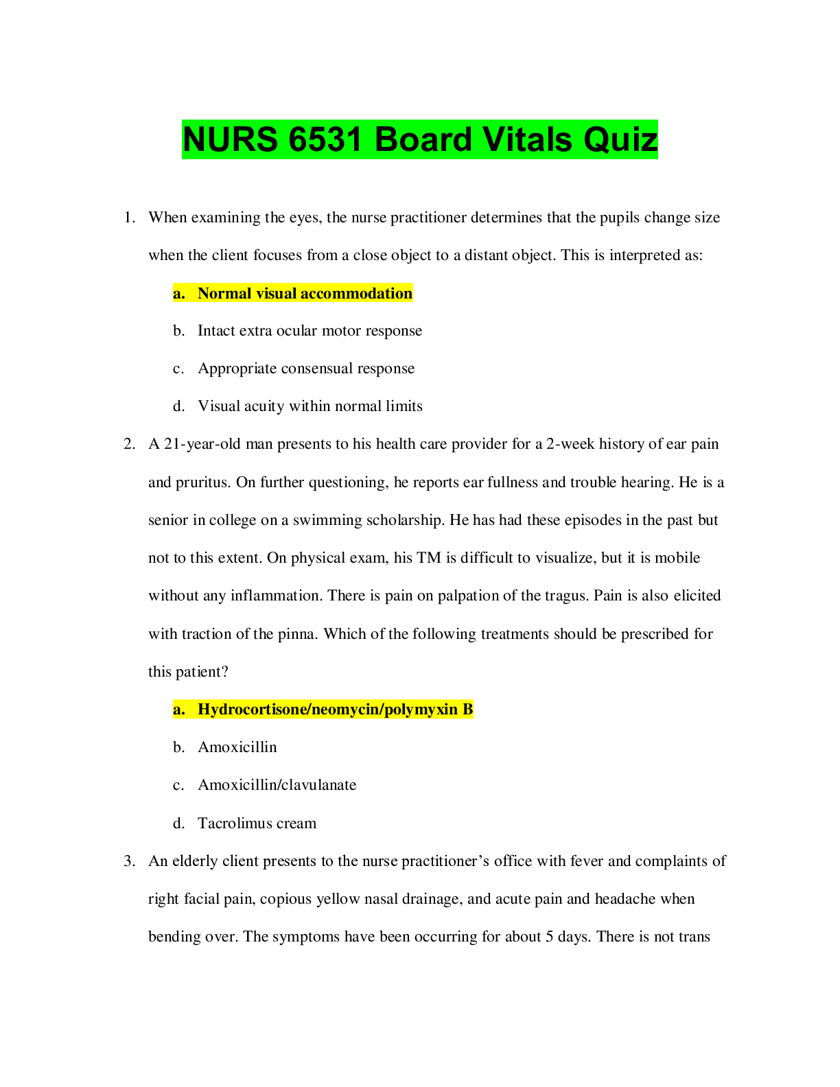 Preview image for NURS 6531 Board Vitals Quiz